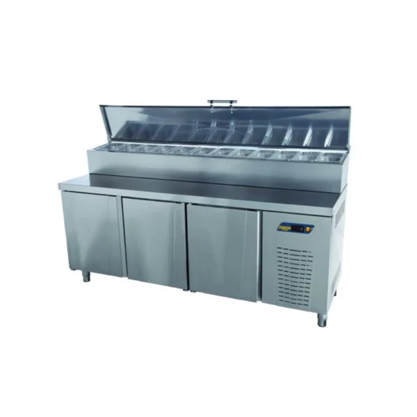 MUR-73 MEUBLES A PIZZA 3 PORTES -BAC 12 GN 1/4