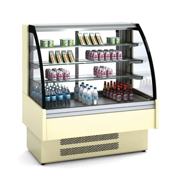Vitrine libre-service côté bombé 3 étagères 3m1 2 portes arrières – 1300x730x1379 mm VITRINE EXP REFREGIREE NOIR VVA-6- 13-C DOCRILUC