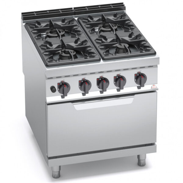 CUISINIER 4 FEUX A GAZ SUR FOUR DIM 800*900*900 BERTO'S G9F4-FG