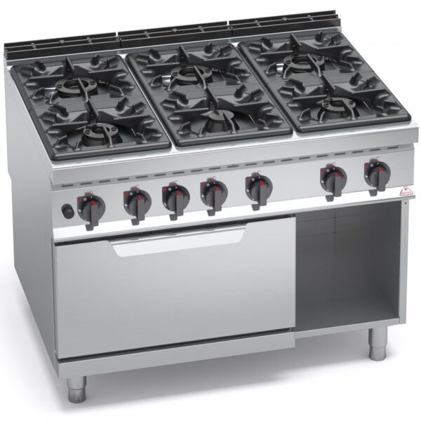 CUISINIERE 6 FEUX A GAZ SUR FOUR DIM 1200X900X900X BERTO'S G9F6+FG