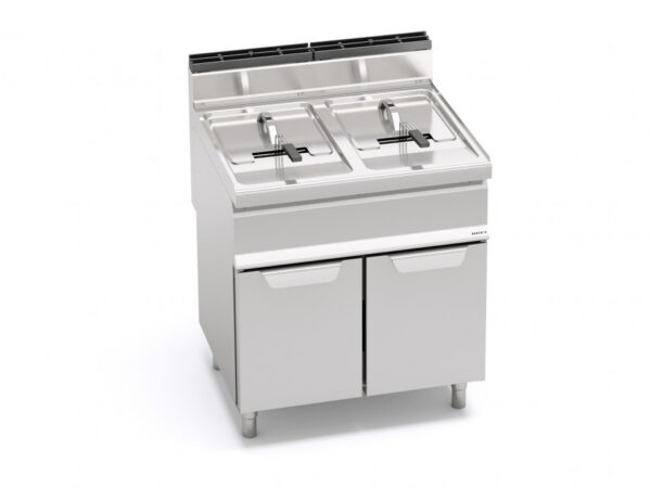 FRITEUSE A GAZ 15L+15L SUR PLACARD DIM 800*714* 900 BERTO'S GL15+15M