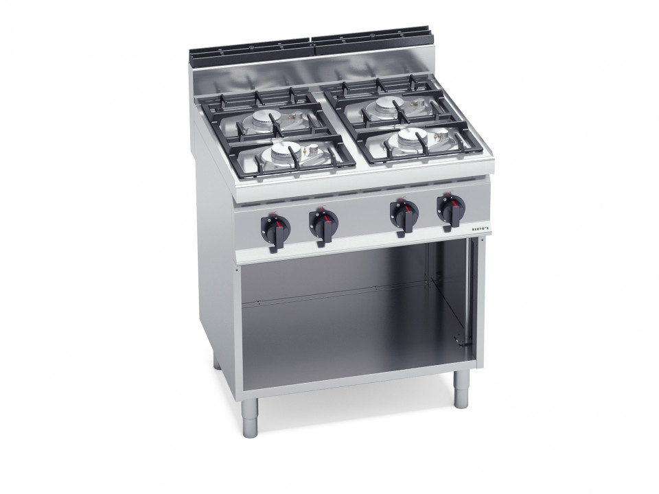 CUISINIERE 4 FEUX VIFS SUR MEUBLE OUVERT DIM800X714X900 BERTO'S G7F4MPW